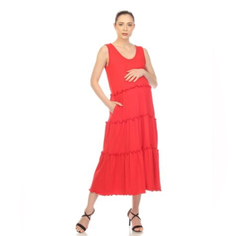 Maternity Scoop Neck Tiered Dress